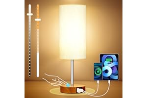 ‎TOOWELL Toowell Nachttischlampe mit USB Ladefunktion LED Nachttischlampe Touch Dimmbar Schlafzimmer Kleine Tischlamp mit Kabel Touch Lampe Tischlampe Bedside Table Lamp für Deko Fensterbank Wohnzimmer