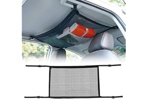 Locisne Car Ceiling Cargo Net Universal Car Trunk Interior Roof Storag Pocket Organizer Mesh Net Bag with Zipper for Jeep Van SUV