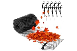 COM-FOUR® 8 metrowa rolka zabezpieczenia rynien do domu, wiaty samochodowej, stajni z 10 zaciskami - do przyciecia - zestaw do zabezpieczenia rynien (Zestaw 3 - Rolka 8m / 10 klipsów)