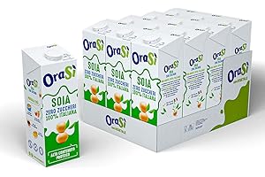 OraSì Bevanda di soia zero zuccheri (1 litro, 12 unità) - Alternativa vegetale al latte con soia italiana - Senza glutine e ogm - Fonte di calcio e vitamine - Per ricette vegane calde e fredde