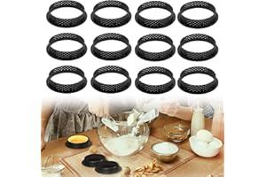 EMODWEY 12 Pezzi di Anello Microforato,Resistenza alle Alte Temperature 180° con fori di ventilazione,rivestimento antiaderente di alta qualità e resistente al calore, ideali per dessert e creazioni da forno