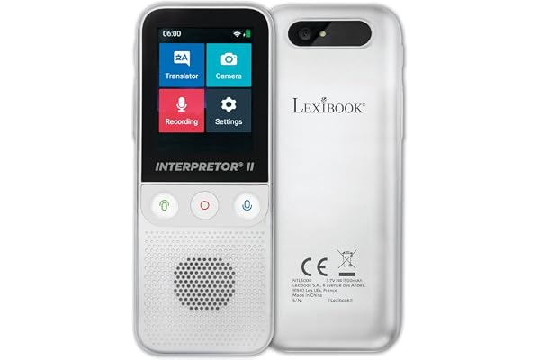 Lexibook Interpretor 3, Traducteur Vocal Instantané 137 Langues, Traduction Photo et Mémos, Traducteur Multilingue Parlant Portable Pro & Voyage, Port Écouteurs, Wi-FI et Hors-Ligne, NTL3000
