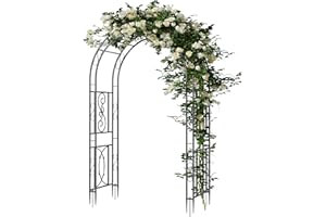 unho Rosenbogen mit 12 Erdspießes, Extra Stabil Rankhilfe Torbogen, Romantisches Gartenspalier für Kletterpflanzen, Jasminbögen für die Hochzeitszeremonie, 134 x 59 x 215 cm