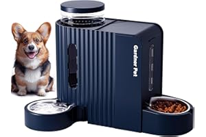 Gardner Pet 2 en 1 Comedero Gato Automatico (6L*2), Dispensador Comida y Agua, Bebedero Perro con Bol Acero Inoxidable, Dispensador Comida Gatos Gravedad, Comedero Perro Automatico Sin BPA (Azul)