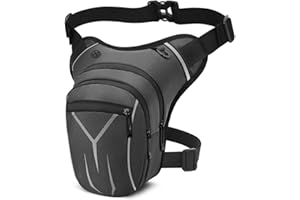 VOBUKE Sac de Jambe Tactique Etanche Sacoche Moto Leg Bag, Réfléchissant Poche Jambe Sac Cuisse Banane Multifontion Sacs Ceinture Sport pour Homme Femme Voyage Camping Course Equitation Pochette Gris
