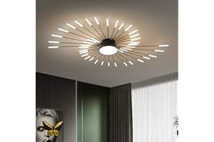 MINIFAIR Modern LED Ceiling Light,42+1 Heads Semi Flush Mount Black Chandeliers Ceiling Lighting for Bedroom Living Room Kitchen Dining Room Restaurant