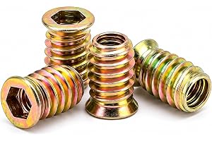 By VP INDUSTRIES (100 Pcs) M6x15 mm Wood Insert Nut Zinc Alloy | M6x15 mm wood insert nut with external thread and internal thread for compatible furniture and woodworking applications.