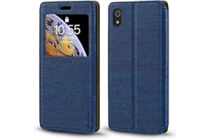SHANTIME Funda de Cuero PU con Ventana Visible y Cierre Magnético Invisible Compatible con Xiaomi Redmi 7A, Cubierta Inteligente de Protección (Azul)