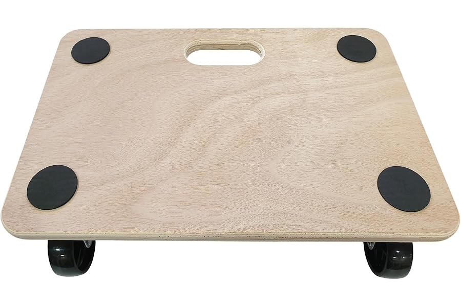 Move-It Platform Dolly With Grip Pads, Heavy-Duty Anti-Slip Transport Roller Trolley For Moving Furniture & Equipment, 180kg Load Capacity, Wooden (45 x 30cm)