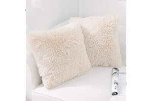 NordECO HOME 2er Set kissenbezüge Kissen Beige Künstlich Pelz Fellkissen Dekorative Deko Kissen Kuschelkissen Flauschig Sofakissen Weich Plüschkissen für Sofa 40x40 cm