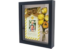 GraduatePro Shadow Box Frames for Crafts 3D Deep Black Bouquet Flower Case Picture Memorabilia Memory Wooden Tabletop and Wall Hanging 9x11