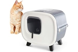 PETGARD Designer-Retro Katzentoilette mit Schwingklappe, Filter und Schublade schwarz-Weiss