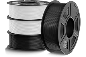 TECBEARS PETG Filament 1.75 mm 4kg Bundle, Filament d'imprimante 3D PETG Forte Ténacité, Précision Dimensionnelle +/- 0,02 mm, 4 Bobines, 1 kg par Bobine (2*Noir + 2*Blanc)