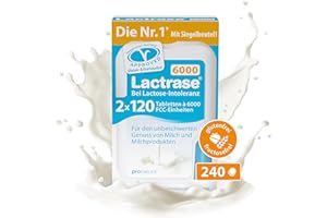 ‎LACTRASE pro natura Lactrase 6000 – 2x120 Lactase Tabletten bei Lactose-Intoleranz, für den unbeschwerten Genuss von Milch und Milchprodukten
