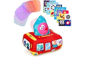 KidsPark Baby Tissue Box Toy, Montessori Sensory Toys 6-12 Months with Crinkle Tissue Papers & Colorful Scarves, Early Learning Educational Toys for Babies Toddlers, Car