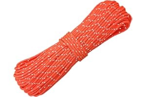 Legnowit 2mm Reflective Guyline Camping Paracord, Ultralight Thin Cord Rope for Tarp Rain Fly Tent Camping, 20m (Orange)