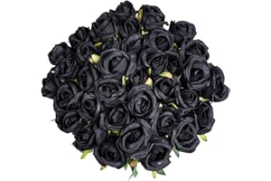 Veryhome 10 Pezzi Fiori Artificiali Rose di Seta Falso Bouquet da Sposa da Sposa per la casa Giardino Partito Decorazioni Floreali (Nero-B, bocciolo di rose)