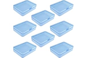 Goodma 8 Stück rechteckige Kunststoffboxen Leere Aufbewahrungsbehälter für Organizer mit Klappdeckel für kleine Gegenstände und andere Bastelprojekte (blau, 115 x 85 x 28 mm)