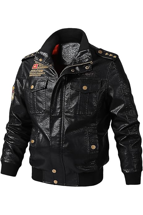 Giacca Moto Giacchetto Pelle Biker Giacca Moto Uomo Giubbotto