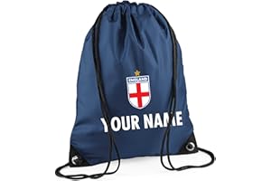 Personalised Kids England Style Customised Football Kit Gym Sac School Bag Boys Girls (Navy Blue)