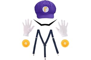 PIIDUOO Super Brothers Halloween Costume for Adult - Hat Mustaches Gloves Accessories for Men Halloween Cosplay