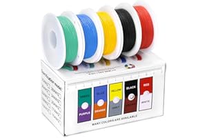 QWORK® Elastyczny silikonowy przewód elektryczny - 22 AWG 0,32 mm² - skręcony drut miedziany do majsterkowiczów RC Samoloty Lampy Urządzenia gospodarstwa domowego Wskaźniki (5 kolorów x 10 metrów)