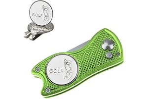 Crestgolf Golf Divot Tool con Botón Emergente y Marcador de Bola Magnética Pitch Mark Mini Herramienta Portátil y Plegable Ligera