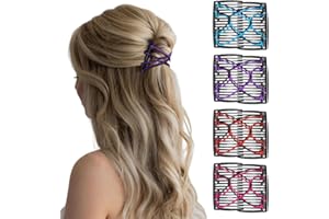 PNPGDYK 4 Pcs Pettinini Fermacapelli, Magic Hair Comb per Capelli Pettine, Elastico Doppio Magiche per Pettine, Pettine Capelli, Fermaglio Capelli Donna Elegante