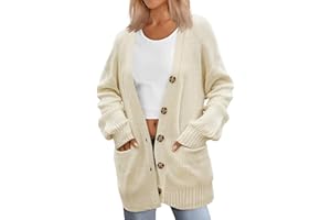 Zeagoo Cárdigan de Punto para Mujer Cardigan de Manga Larga con Cuello en V y Botones Chaqueta de Punto Grueso Casual Otoño Invierno