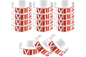 KINBOM 300pcs Paper Wristbands for Events, Identification Wristbands Lightweight VIP Paper Adhesive Bracelets for Events Concerts Clubs Festivals(Red)