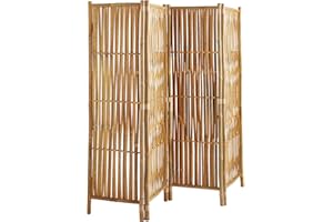 BOX AND BEYOND Box & Beyond Biombo Plegable Interior - 160 x 180 cm - Separador de ambientes de bambú Natural - Biombo Plegable de 4 Paneles - Habitación, Salón biombo - Mampara extraíble