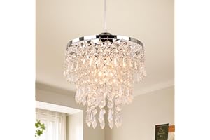 FRIXCHUR Mini Crystal Chandelier Lighting Fixture Flush Mount Ceiling Light Shade Chrome Lampshade Crystal Pendant Light for Hallway Girls Room Closet Dining Room Bathroom E26…