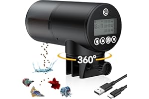 Pawfly Automatischer Fischfutterspender 200 ml für Aquarium USB Wiederaufladbar Fischzubehör Urlaub Fischfutterspender für Aquarium Einstellbarer Automatischer Fischfutterspender für Pellets Streifen