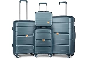 Sea choice Set de Bagages Rigide Ensemble de Bagages Trolley Voyage Léger M-L-XL Con Vanity Lot de 4 Valises Polypropylène Résistant Set 4pcs Con 4 Doubles Roues Serrure TSA YKK Zipper,Bleu Sarcelle