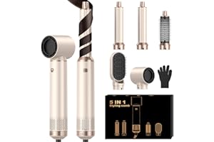 ‎OKWRAP Hairstyler 5 in 1 Hair Styler Set föhn 5 in 1 Haarstyler Mit Rundbürstenföhn Haarstyler Warmluftbürste Föhn Lockenstab Luft Thermal Brush Für Glätten, Trocknen, Volumen, Locken