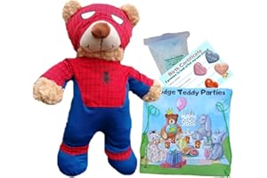SPLODGE TEDDY PARTIES Superhero Spider Bear - Build your own Teddy Bear making kit with outfit - 16"/40cm