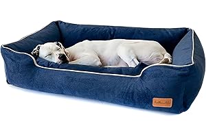 Halkalife Divano per Cani Impermeabile e Resistente all'abrasione. Divano Lussuoso e Glamour per Un Cane o Un Gatto. Letto Morbido per Cani. (L (100x70x18 cm), Marina Militare)