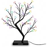 HUMAIZAR 28 LED Cherry Blossom Tree Lamp, Plug in Multi Color LED Bonsai Tree Light, Flexible Branches, Metal Base, Decorativ