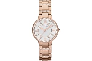 Fossil Montre Femme Virginia, Taille de boîtier 30 mm, Mouvement à Quartz, Bracelet en Acier Inoxydable