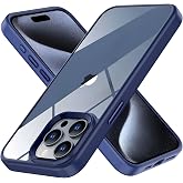 Minesk iPhone 15 Pro Max i&ccedil;in Hybrid Serisi Arkası Kristal Şeffaf Polikarbonat Kenarları Silikon Kamera Lens &Ccedil;er&ccedil;evesi ve Tuş