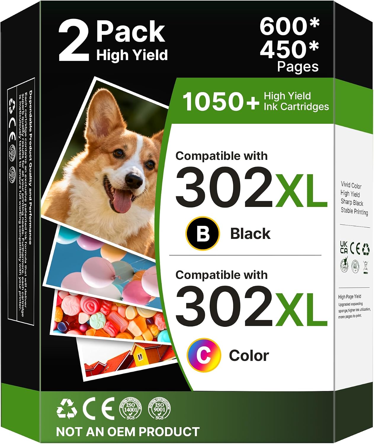 302XL Black and Colour Ink Cartridge 302XL Ink Cartridges Compatible for HP 302 Ink Cartridges Combo Pack for HP Envy 4527 4520 4524 4522 OfficeJet 4658 5230 3831 3835 4650 DeskJet 3630 3634 3632