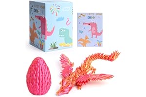 EKKONG 3D Printed Dragon Egg, Crystal Dragon in Dragon Egg, Flying Fidget Dragon Toys with Wings, Dragon Eggs with Dragon Inside, Flexible Articulated Dragon Figure Decor for Home Office Car Desk (red)