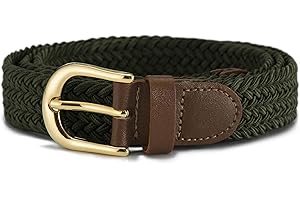 Streeze Ladies Stretch Belts - 5 Sizes Elasticated Woven Braided Fabric. 1 inch Wide with Gold Buckle.