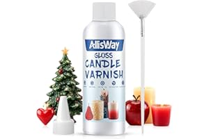 AllisWay Kerzenlack, Gloss Varnish, Klarlack für Kerzen, Hochglanzlack für Kerzen mit Bürste, Kerzenlack für Wasserschiebefolie Wasserfest, Verleiht Glanz, Farbfixierend, 200 Ml