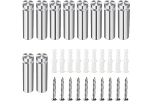 Lyeteung 10 Sztuk 12×40 mm Śruby Reklamowe ze Stali Nierdzewnej, Śruby Dystansowe do Znaków, Gwoździe Reklamowe ze Śrubą i Rurką Rozprężną, do Ramek Obrazów, Wyświetlaczy Znaków, Zawieszania