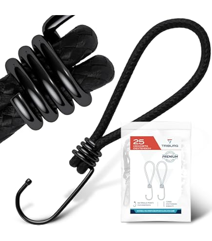 Lot De 50 Tendeurs élastiques Avec Crochets - 25cm (étirable à 50cm), Pour Bâches, Camping