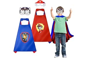 Costume Pat Patrouille,Masque Pat Patrouille Anniversaire,Cape Pat Patrouille Enfant,Lavable Masque Feutre Dessin Animé Enfants,Cape Magique Enfant 2 3 4 5 Ans Pour Fête Anniversaire,Carnaval,Cosplay