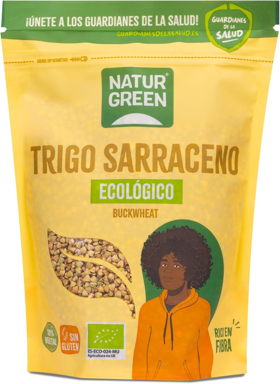 NaturGreen - Trigo Sarraceno Ecológico Bio, Bajo Contenido en Grasas Saturadas, Rico en Fibra, Fuente de Proteínas, Sin Gluten, 100% Vegano, 500 g