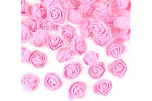 VINFUTUR 200 Pz Rose Artificiali Rose Finte Schiuma Fiori Artificiali con Organza per Bouquet da Sposa DIY Matrimoni Valentine's Day Decorazioni di Festa Casa Nozze