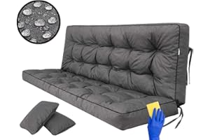 HOBBYGARDEN Poduszka do siedzenia, na ławkę ogrodową, huśtawkę ogrodową, huśtawkę Hollywood, do użytkowania wewnątrz i na zewnątrz, 180 cm, grafitowa